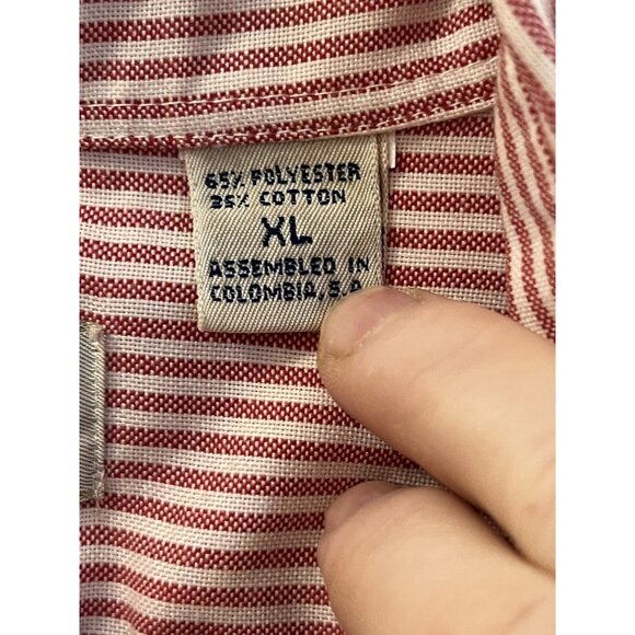 70’s 80’s  Levi’s Button Down Long Sleeved Shirt Sz XL Red Stripes Embr.  Logo - Picture 5 of 7